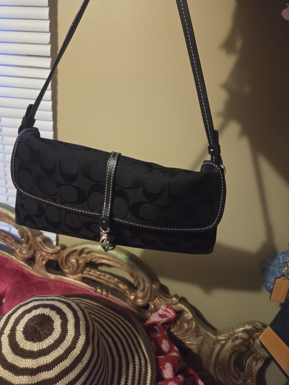 Coach Black Signature Jacquard Shoulder Bag